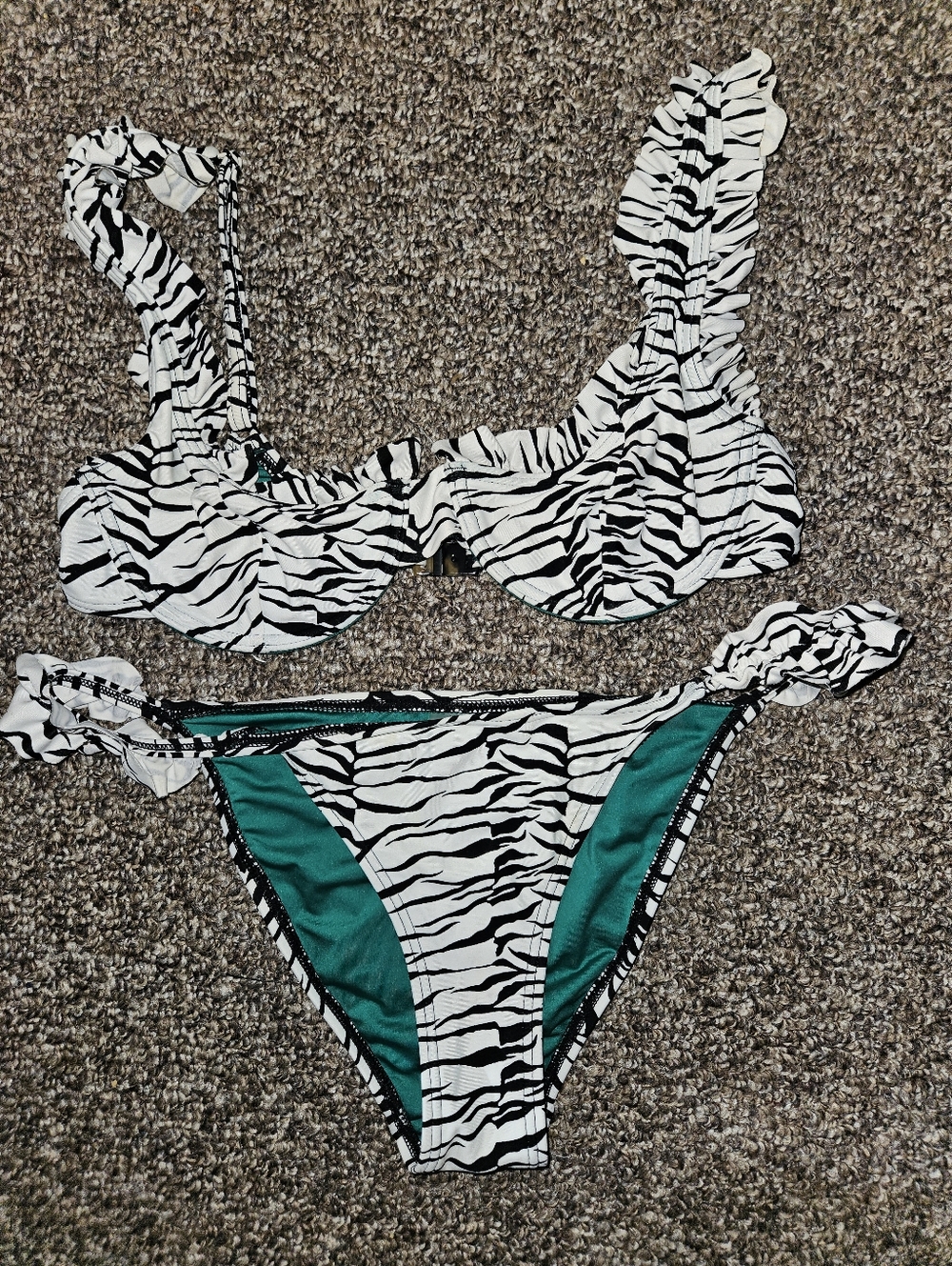 RIXO jessica Zebra Print Bikini  Xs
